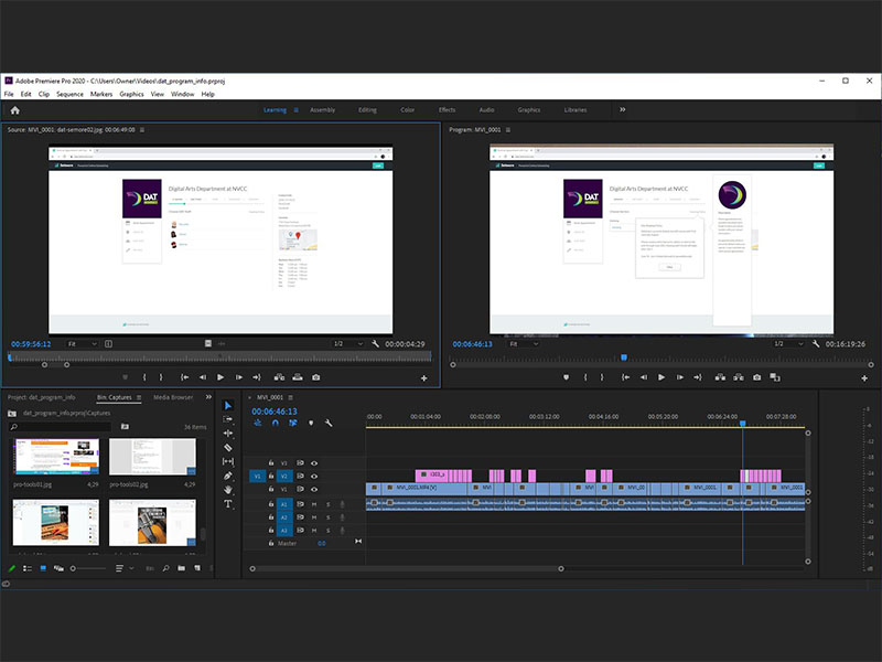 Screen grab of the project  in Adobe Premiere.