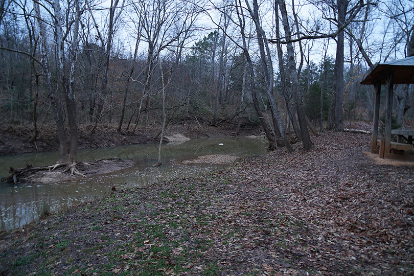 Picnic spot at on a portion of the Palmetto Trail in Peak, South Carolina.